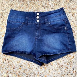 YMI High Rise Dark Wash Denim Jean Shorts 5